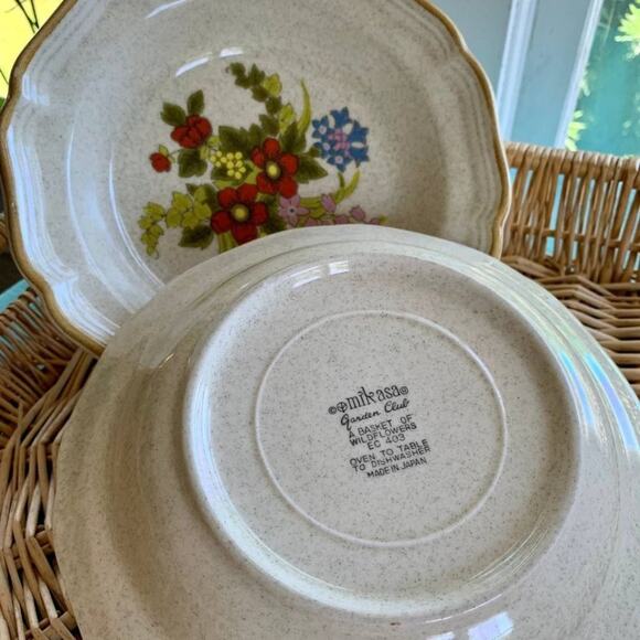 Vintage 1970's Mikasa Garden Club A Basket of Wildflowers EC403 Bowls set of 2 - Picture 6 of 10